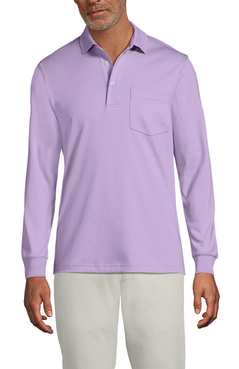Long Sleeve Cotton Supima Polo Shirt with Pocket