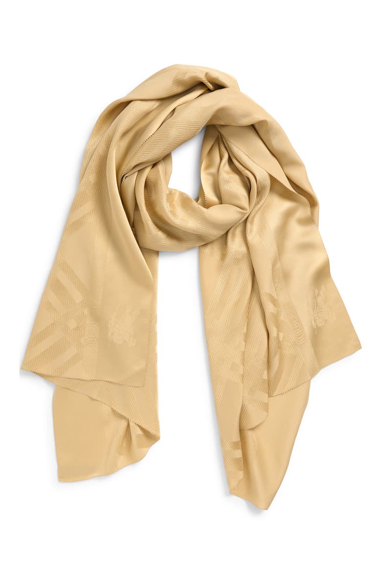 Tonal Jacquard Check Silk Scarf, Alternate, color, SAND