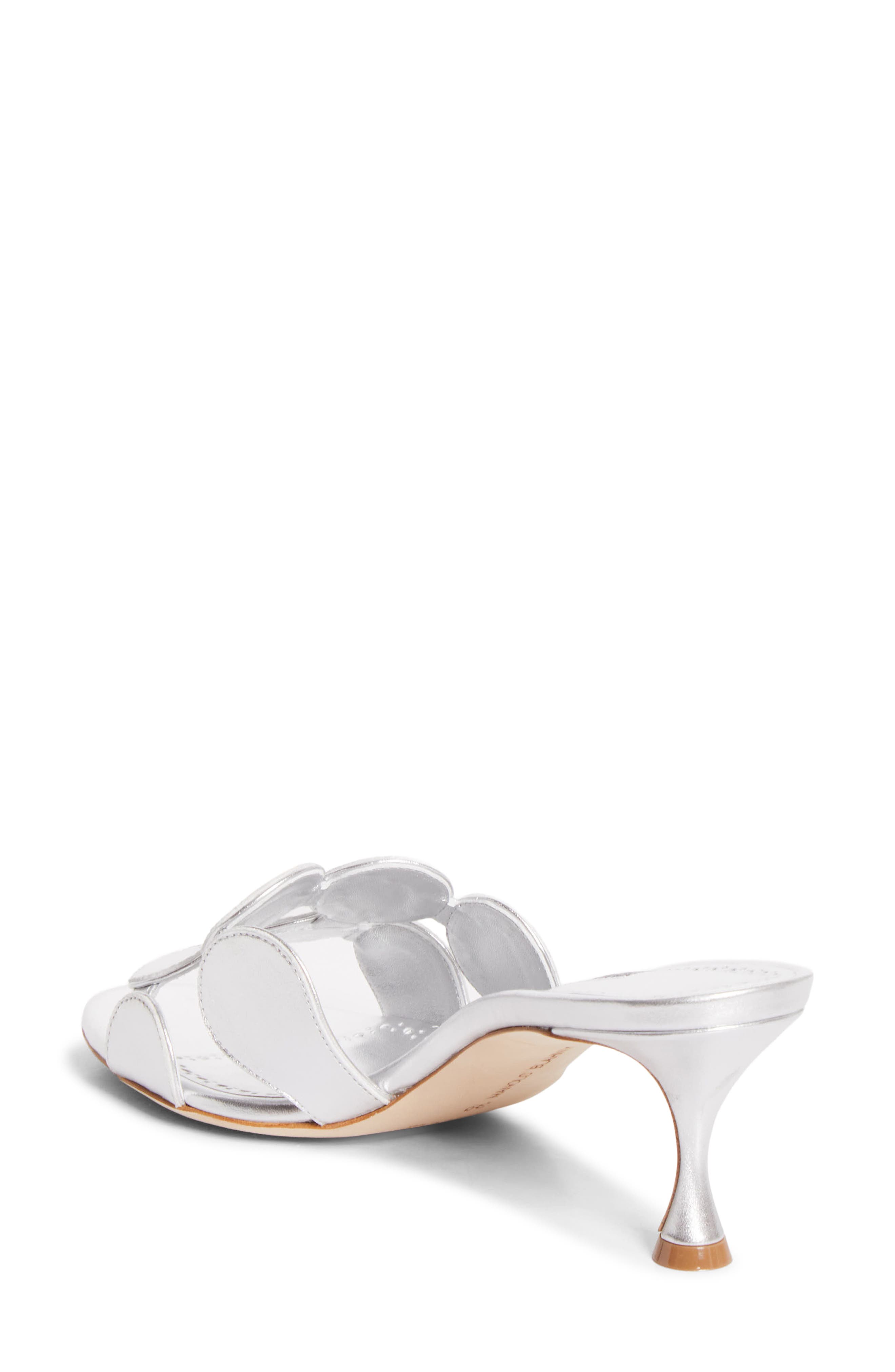 Manolo Blahnik Haribalmu Kitten Heel Sandal, Alternate, color, Silver