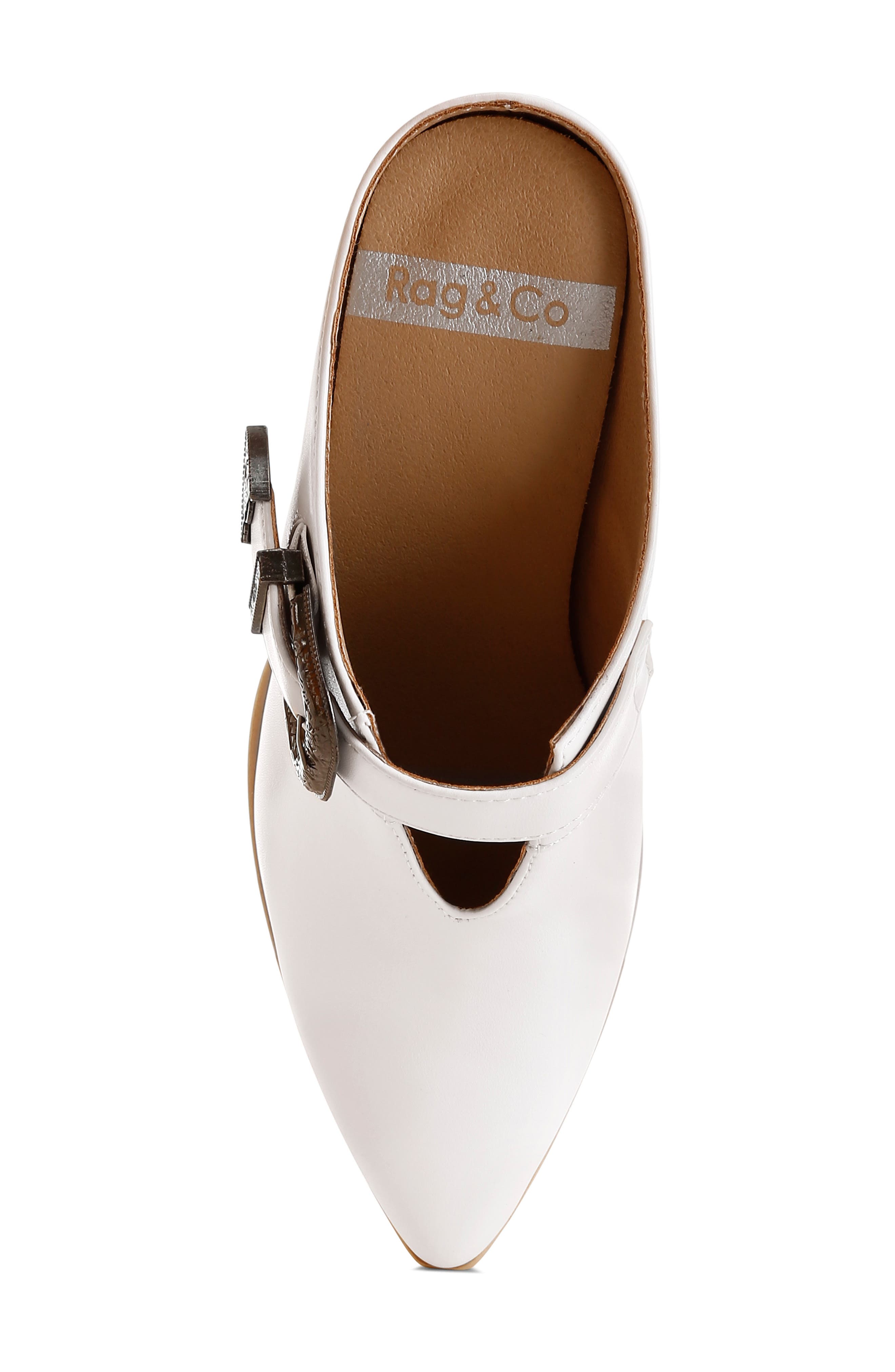 Rag & Co Holler Carved Buckle Mule, Alternate, color, White