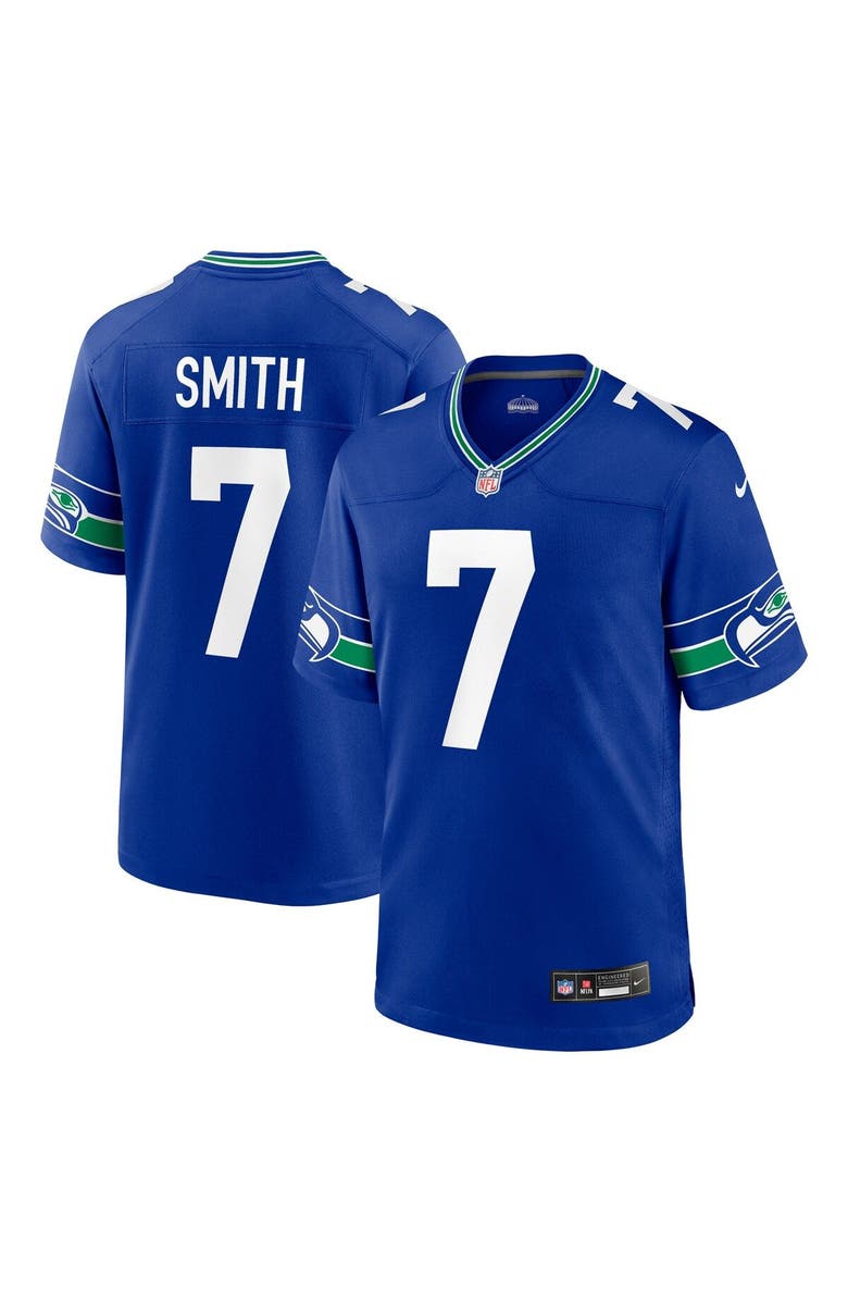 Nike Men's Nike Geno Smith Royal Seattle Seahawks Throwback Player Game Jersey, Main, color,