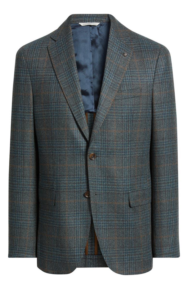 Jack Victor McAllen Green Plaid Soft Constructed Wool & Silk Sport Coat, Alternate, color, Olive