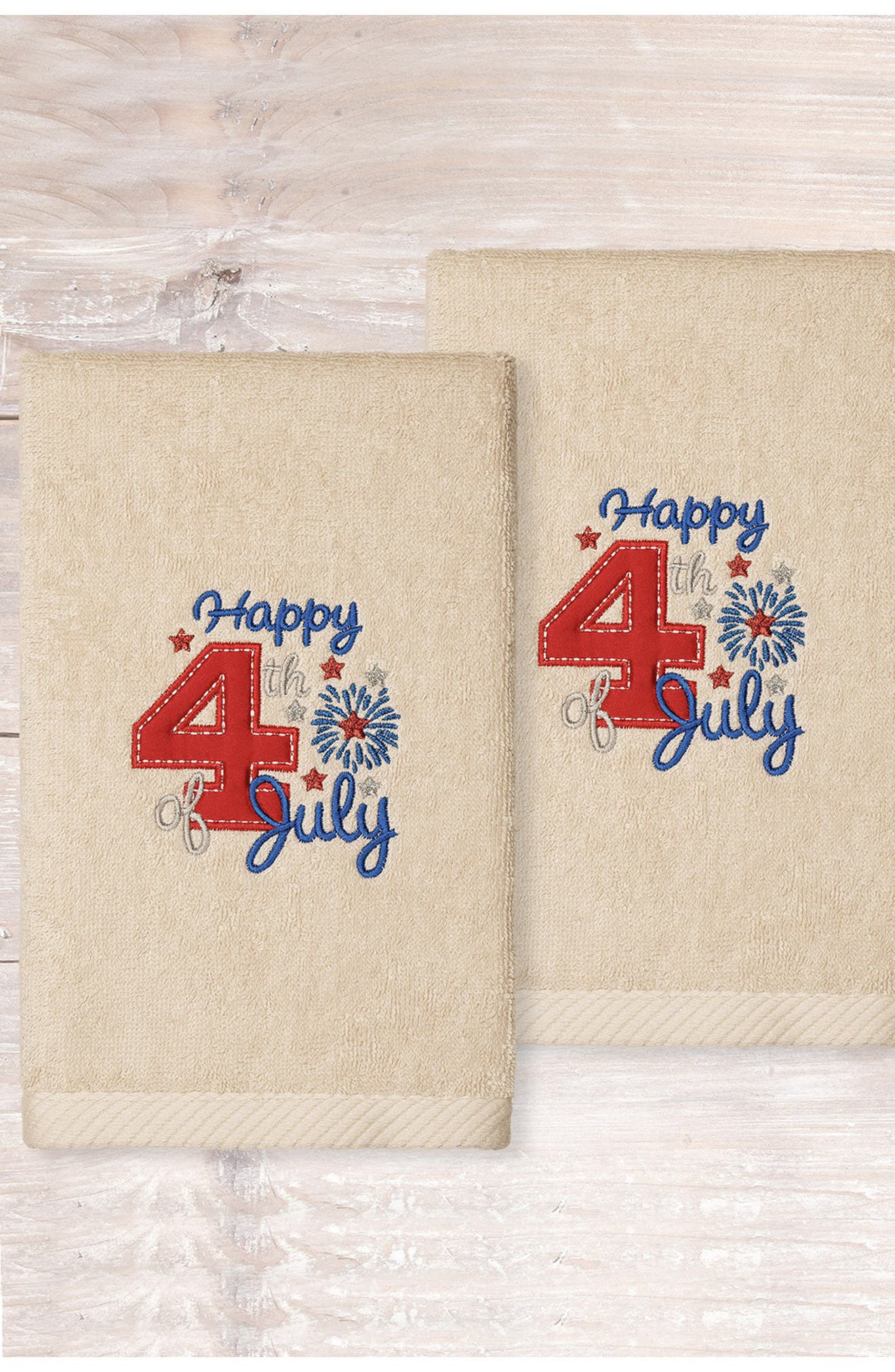 Linum Home Textiles 4th of July Embroidered Luxury Hand Towels - Set of ...