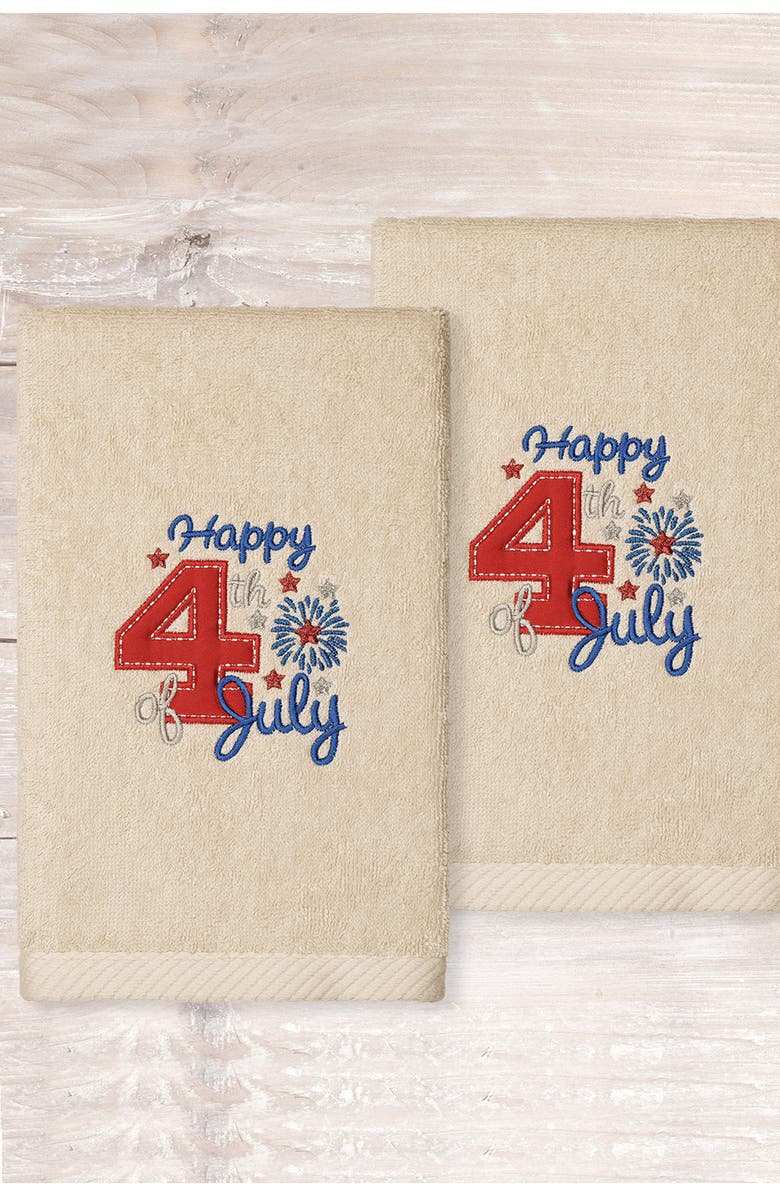 Linum Home Textiles 4th of July Embroidered Luxury Hand Towels - Set of 2, Alternate, color,