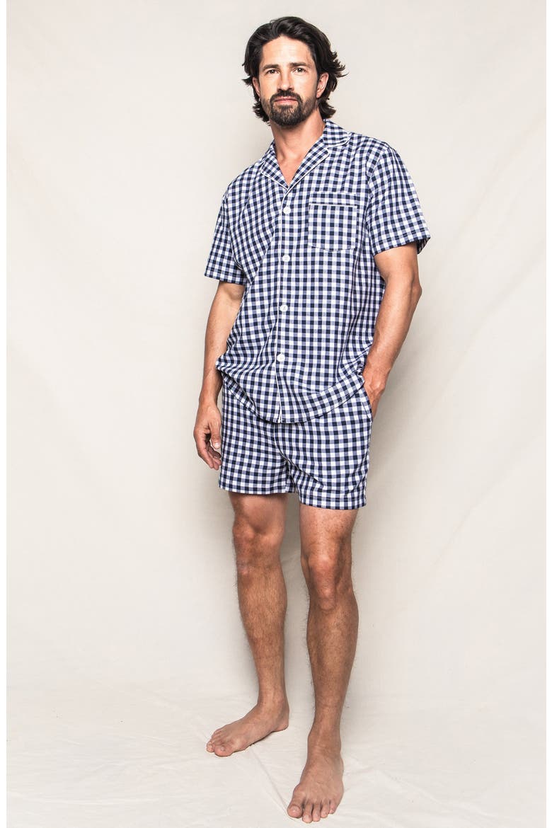 Gingham Short Set, Alternate, color, NAVY