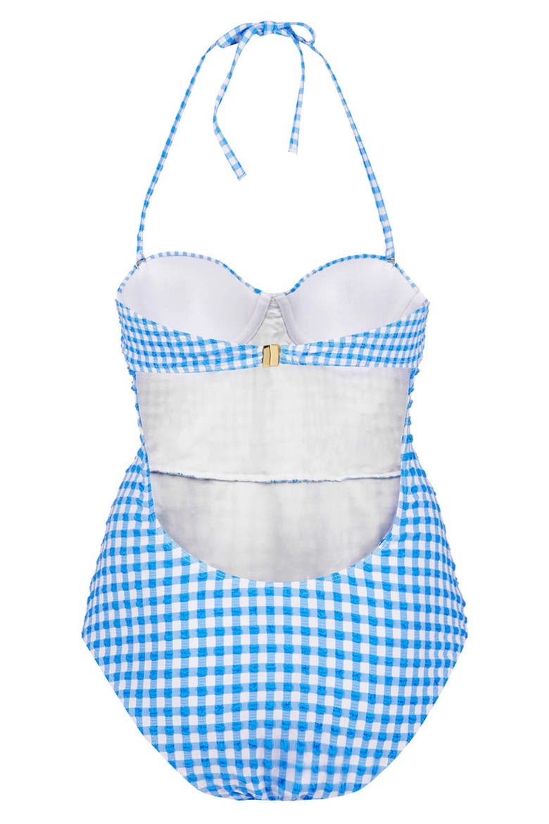 Gingham One-Piece Swimsuit, Alternate, color, BLUE