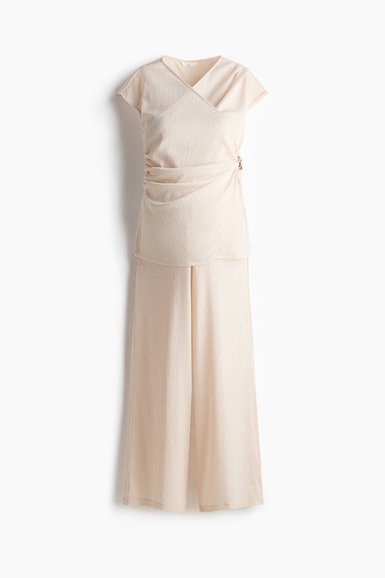 Mama 2-piece Crinkled Jersey Set, Alternate, color, Light beige