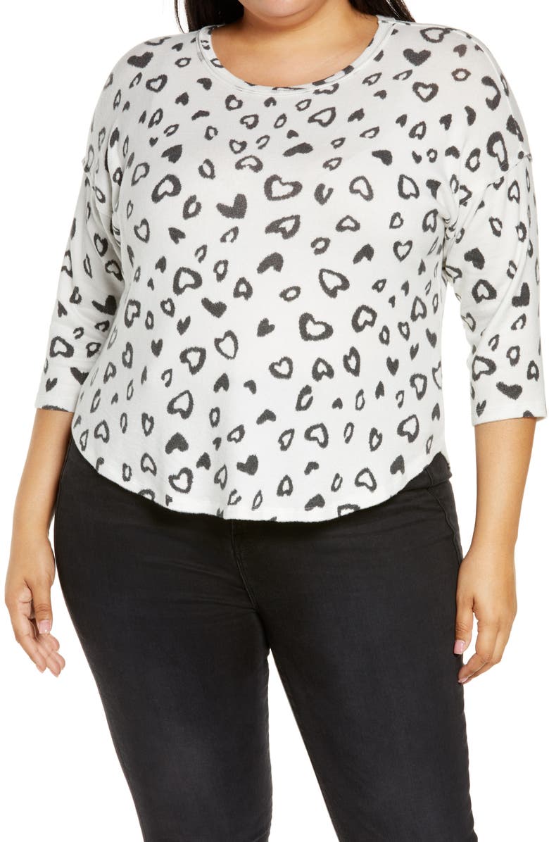 Bobeau Heart Hacci Knit Top, Main, color,