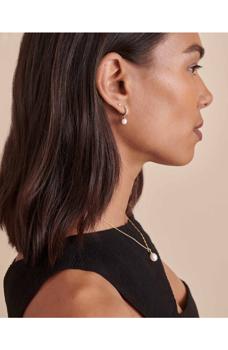 Edge of Ember Pearl Pave Diamond Huggie Earrings, Alternate, color, Diamond