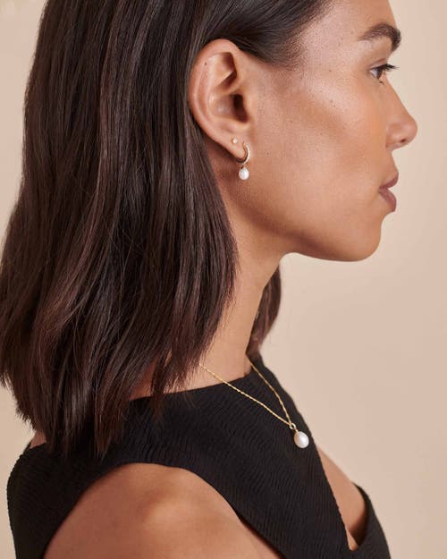 Edge Of Ember Pearl Pave Diamond Huggie Earrings In Silver