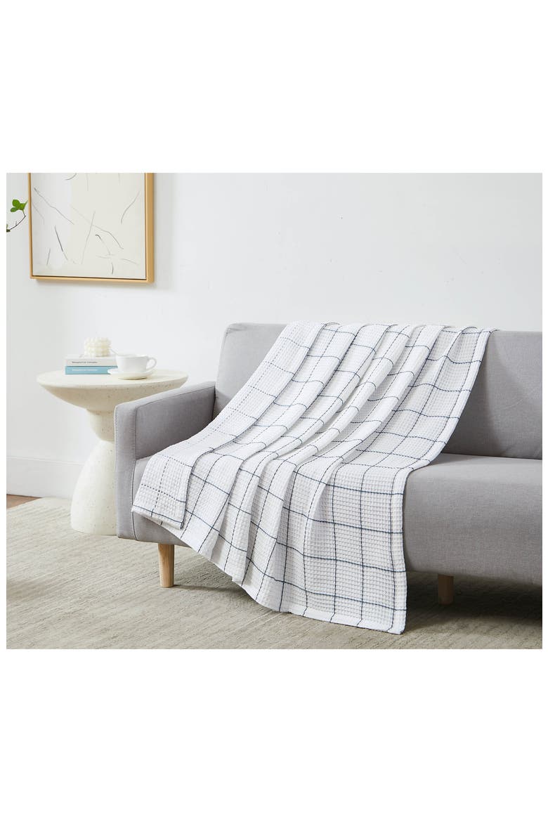 2-Piece Check Cotton Waffle Throw Blankets, Alternate, color, WHITE