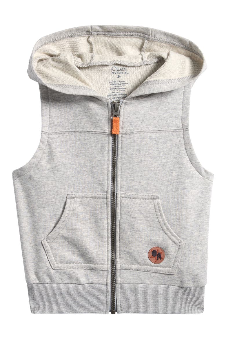Kids' Hooded Cotton Blend Vest, Main, color, LIGHTER GREY HEATHER