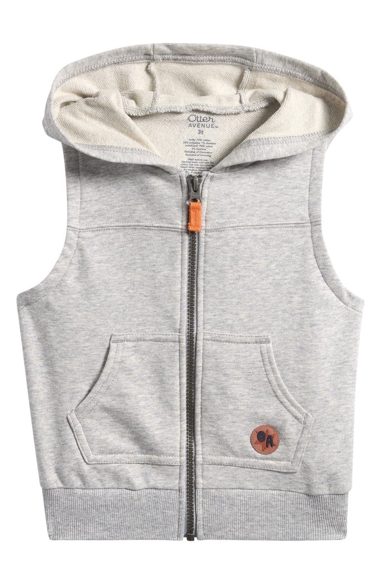 OTTER AVENUE Kids' Hooded Cotton Blend Vest, Main, color, Lighter Grey Heather