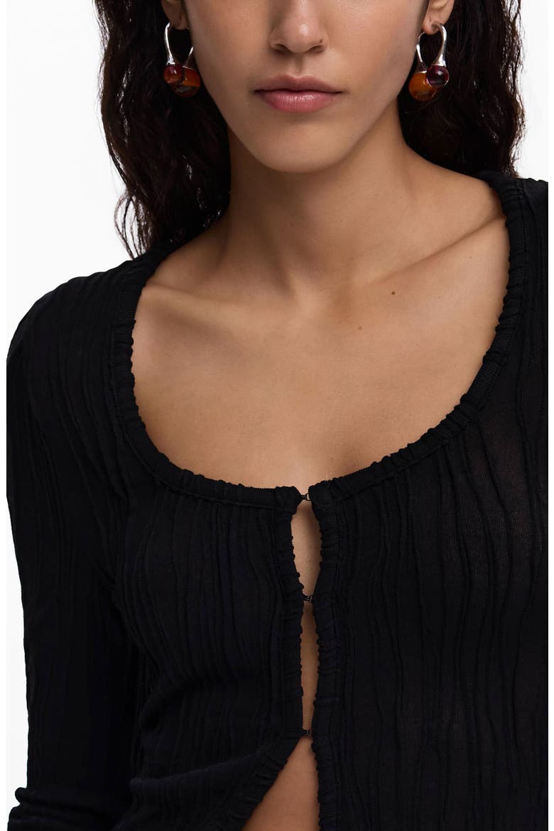 Tie Sleeve Rib Top, Alternate, color, BLACK