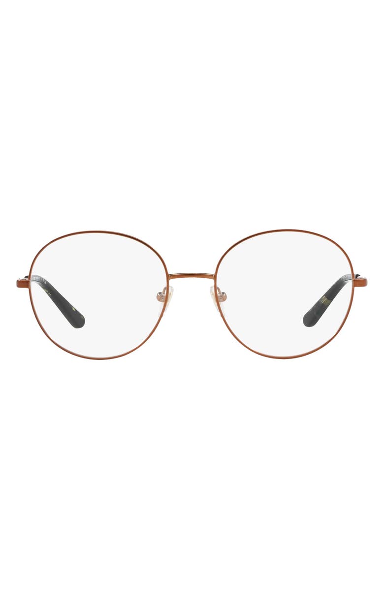Tory Burch 51mm Round Optical Glasses, Main, color, Satin Bronze