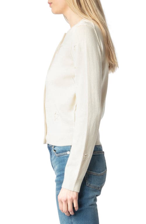 Zadig & Voltaire Alpha Star Intarsia Silk & Cashmere Cardigan In Ecru