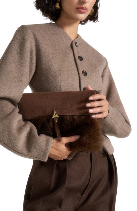 Aliya Fur & Suede Clutch Bag