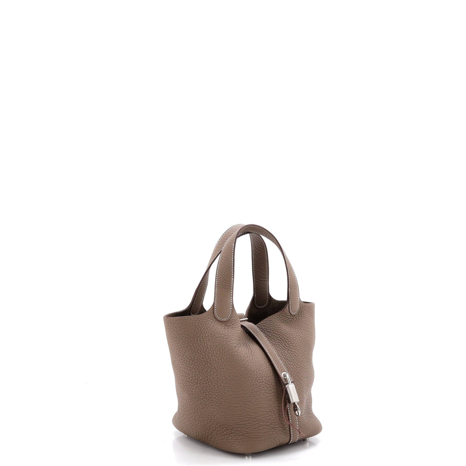 Pre-Owned Hermes Monochrome Picotin Lock Bag Clemence PM, Alternate, color, Etoupe