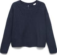 MANGO TEEN Split Back Oversize Cotton Blend Sweater