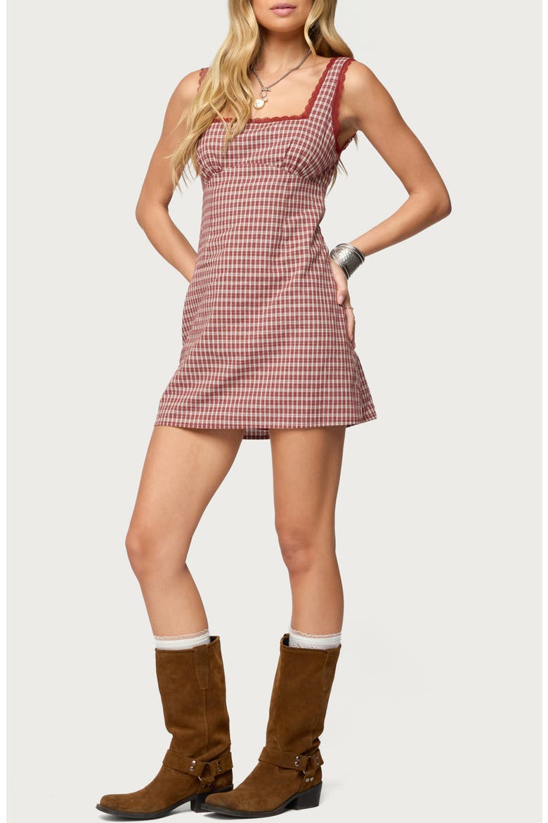 Clarren Gingham Sleeveless Minidress, Main, color, RED