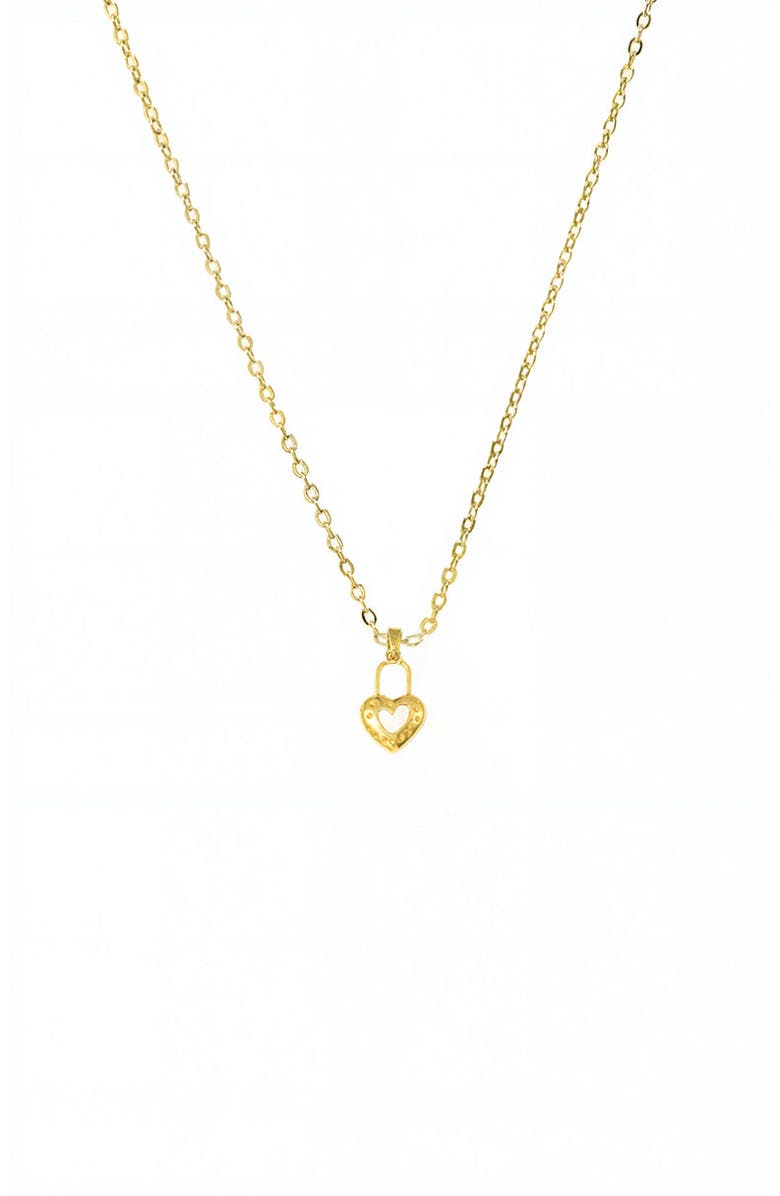 BY ADINA EDEN Heart Cutout Lock Shape Pendant Necklace, Main, color, Gold
