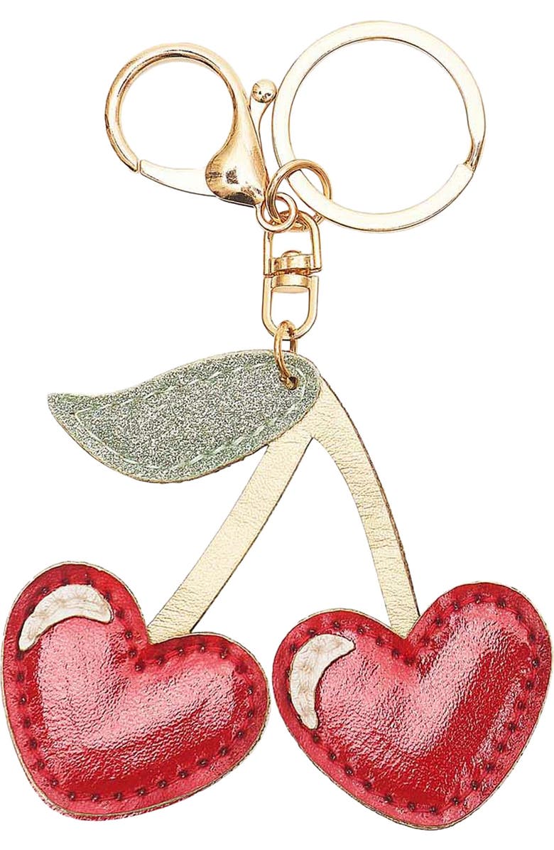Mimi & Lula Cherry Key Ring Bag Charm, Main, color, Red