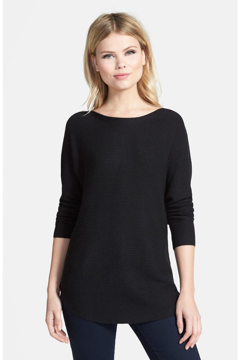 Shirttail Hem Sweater, Main, color, BLACK