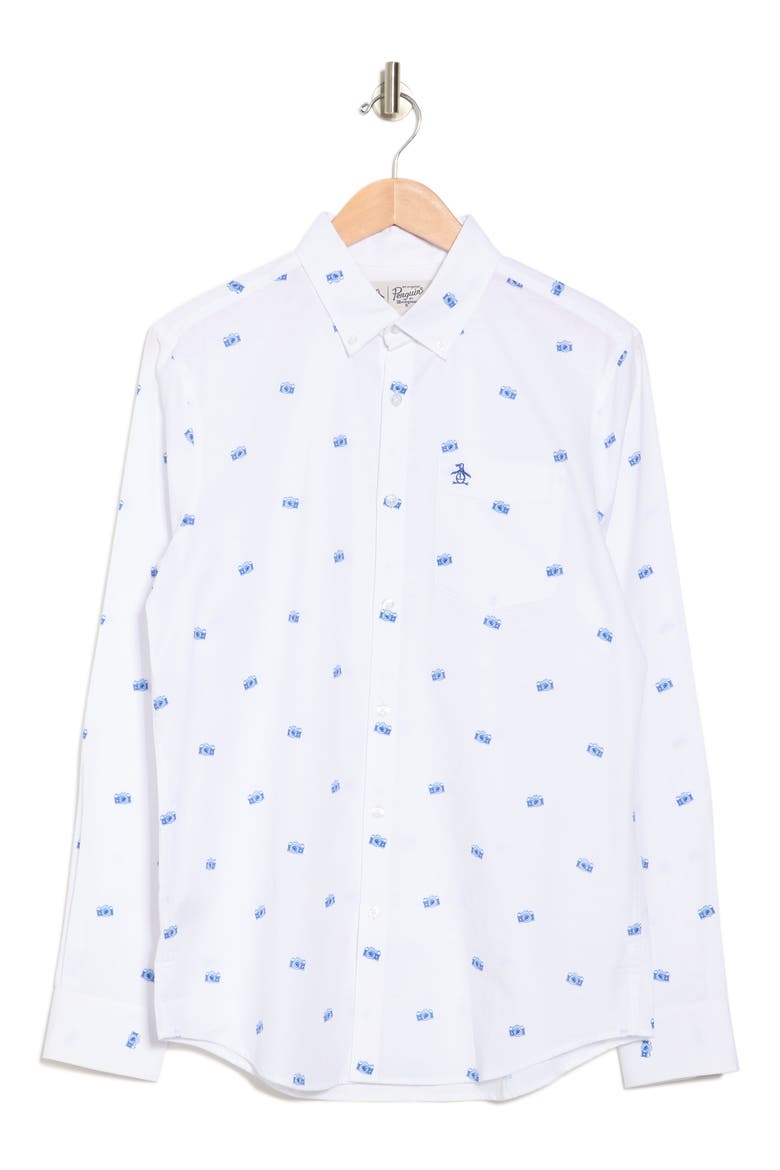 Camera Print Woven Shirt, Alternate, color, BRIGHT WHITE