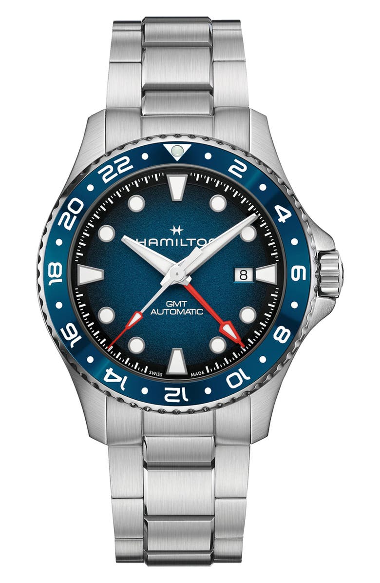 Hamilton Scuba GMT Bracelet Watch, Main, color, Blue