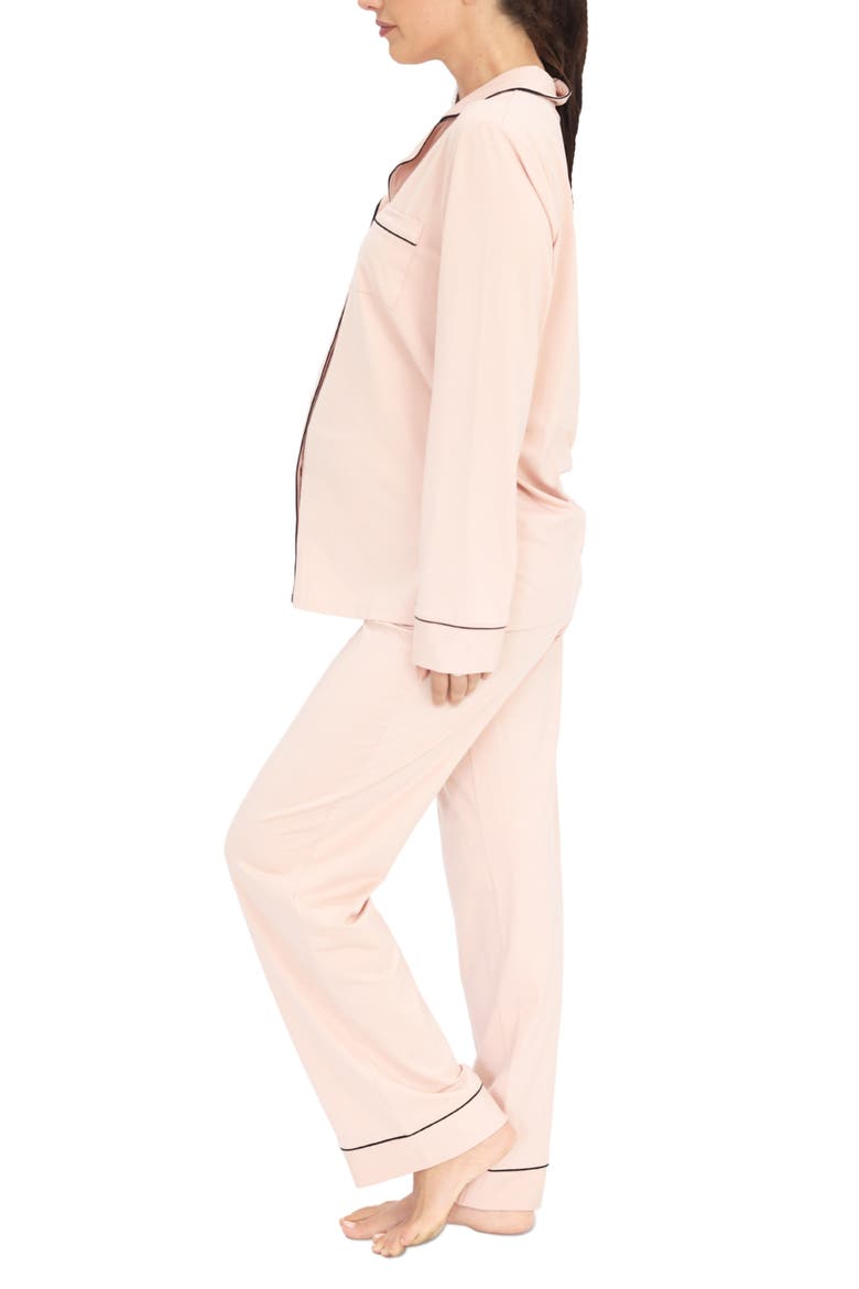 Button Front Maternity Pajamas, Alternate, color, DUSTY PINK