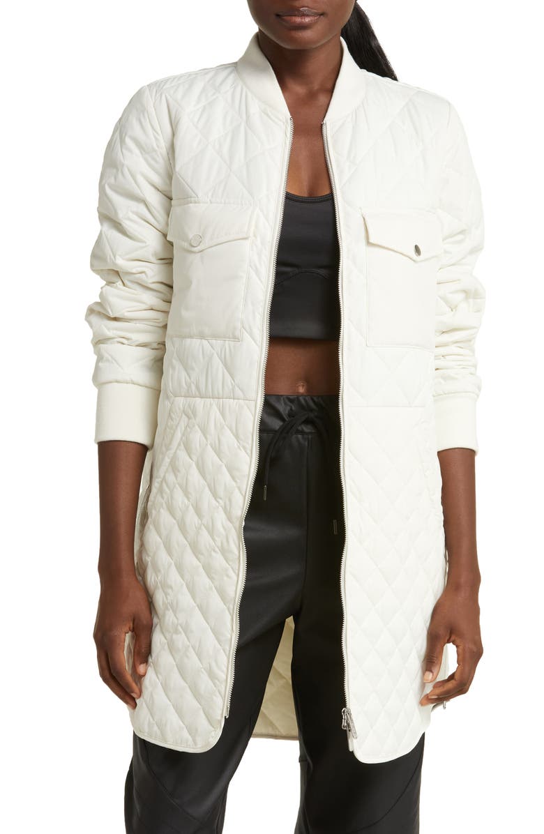 Zella Quilted Recycled Polyester Jacket, Main, color, Ivory Egret
