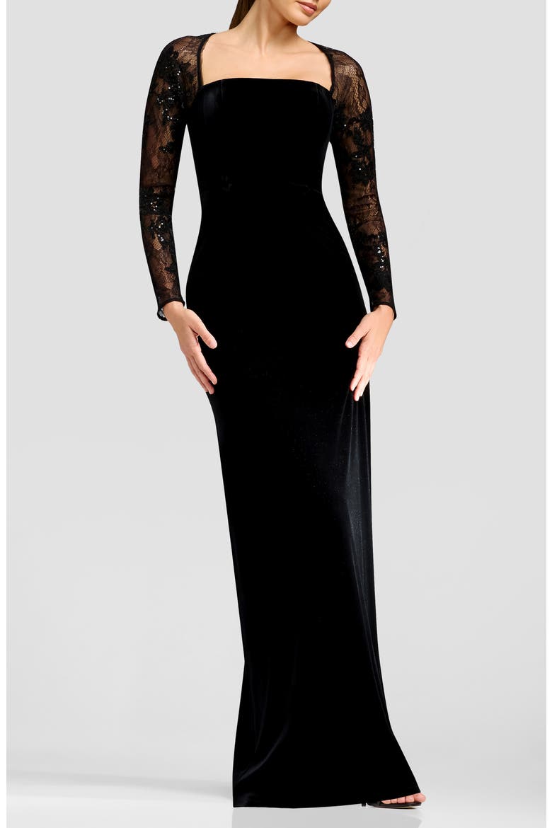 Maxwell Long Sleeve Gown, Main, color, BLACK