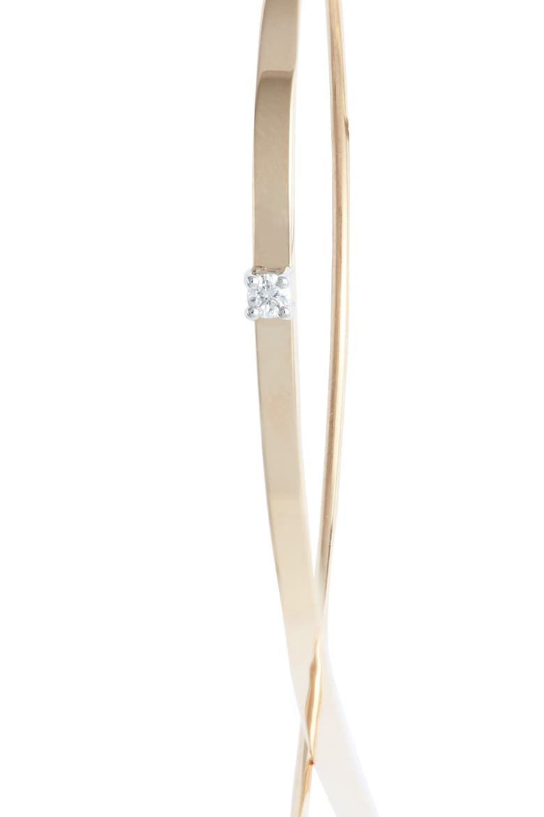 14K Gold Small Flat Upside Down Diamond Hoop Earrings, Alternate, color, YELLOW GOLD