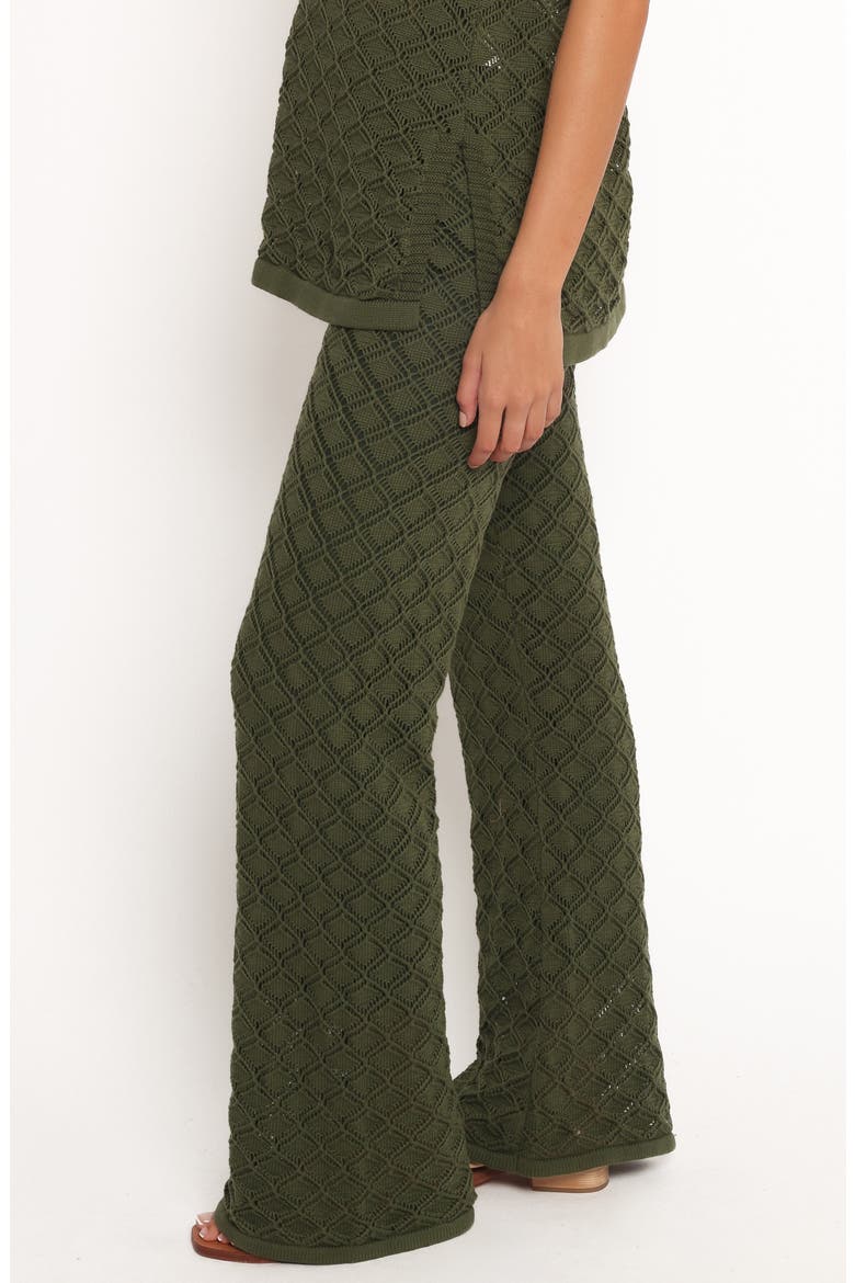 Fefe Textured Open Knit Cotton Drawstring Pants, Alternate, color, OLIVE