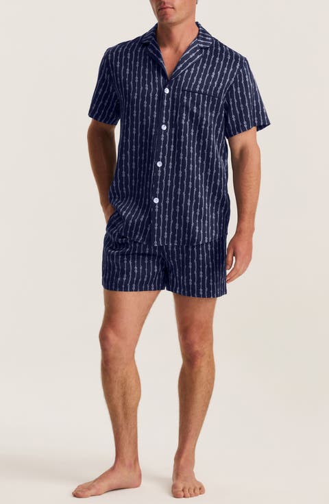 Nautical Stripe Mulberry Silk Short Pajamas