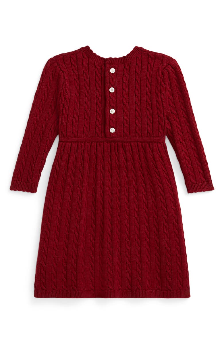 Ralph Lauren Cable Long Sleeve Cotton Sweater Dress & Bloomers, Alternate, color, Red