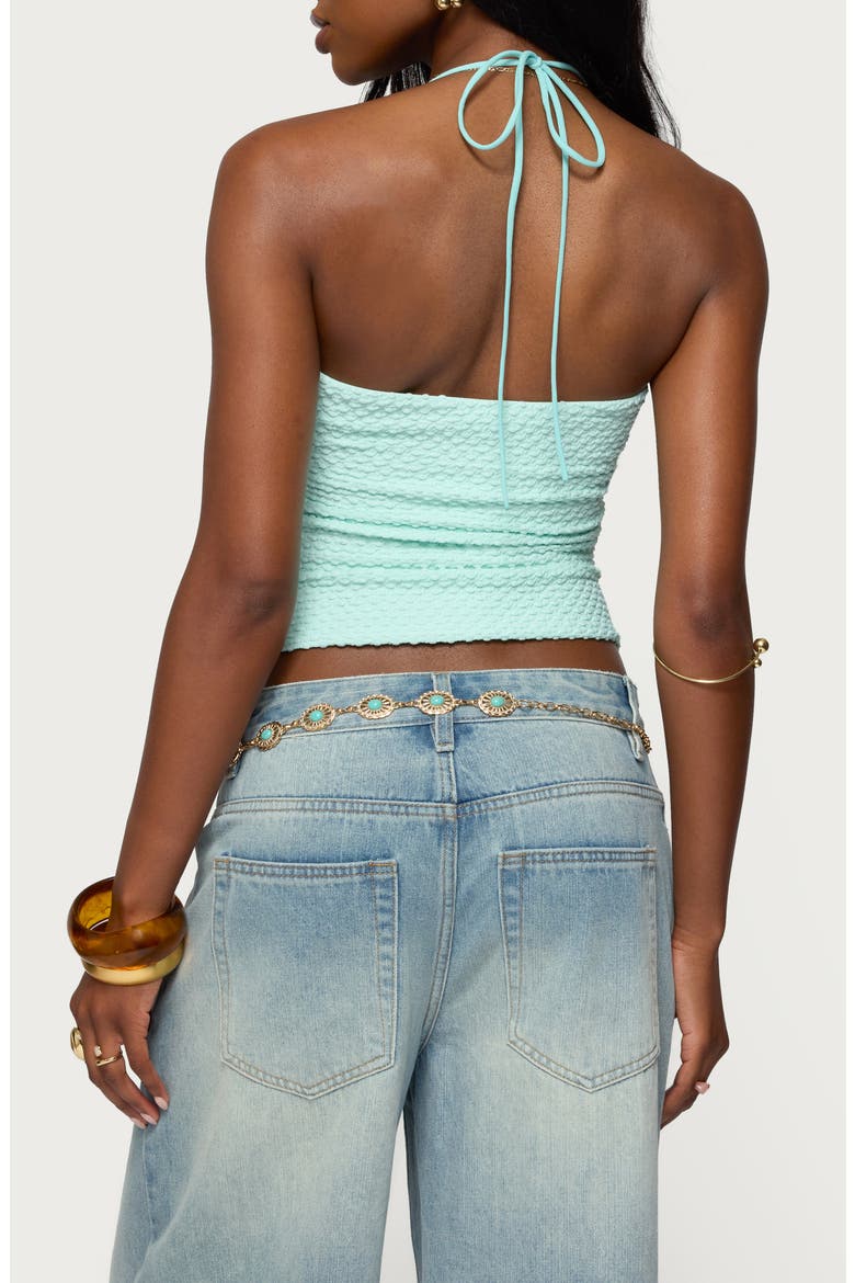 Zoee Textured Halter Top, Alternate, color, AQUA