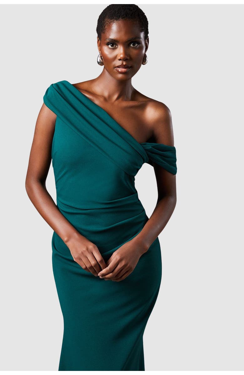 Coast Asymmetrical Neck Maxi Dress, Alternate, color, Emerald