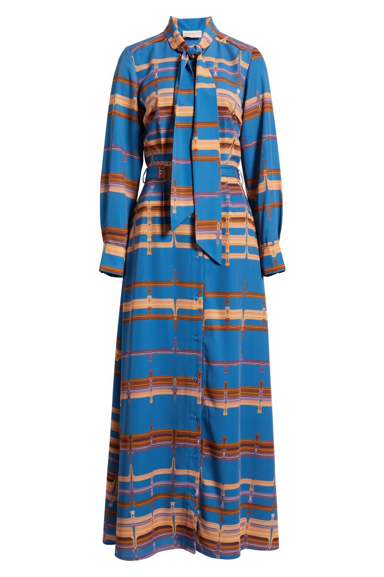 Jameela Belted Long Sleeve Maxi Shirt Dress, Alternate, color, BLUE