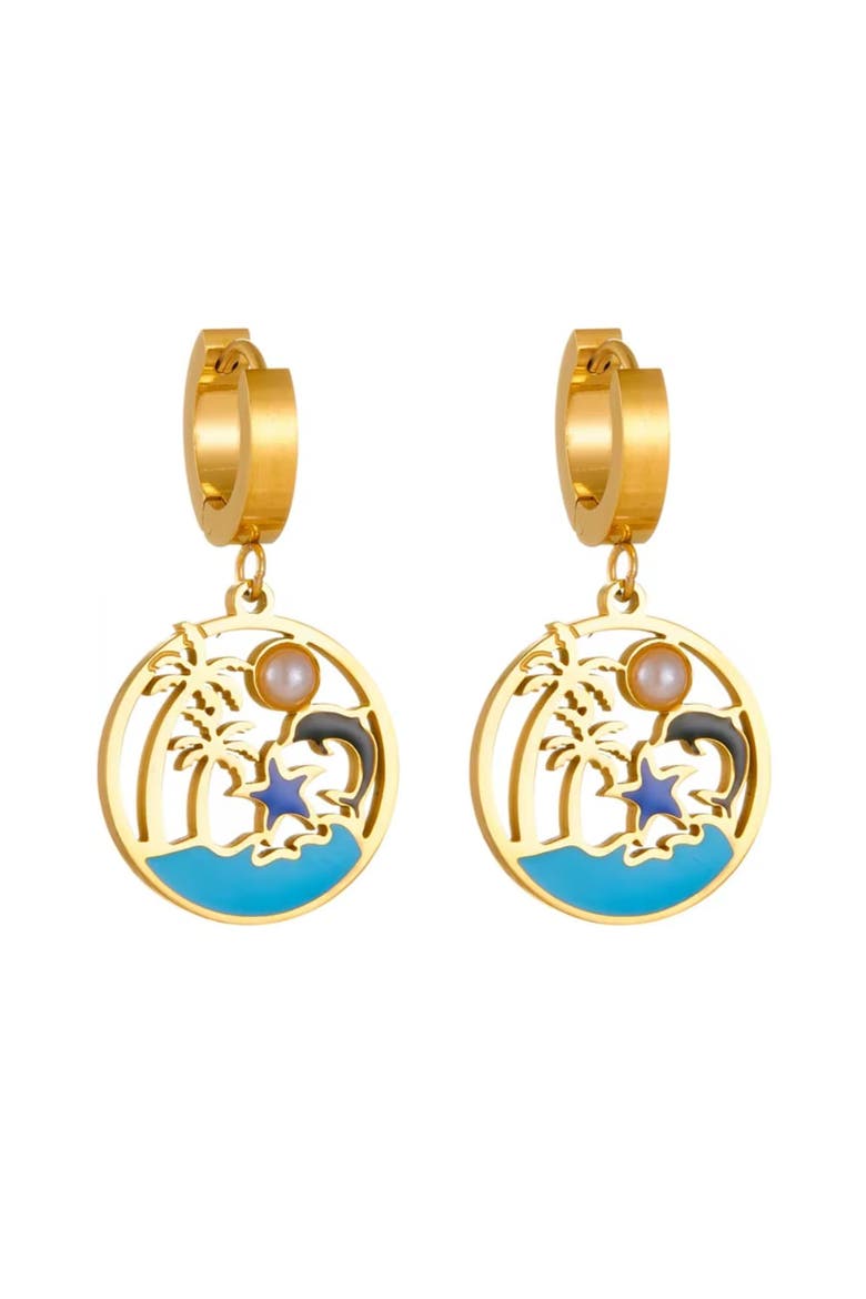 Coastal Magic Turquoise Earrings, Main, color, Gold