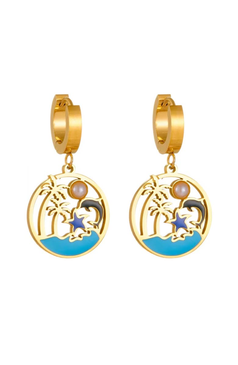 DLORIA Coastal Magic Turquoise Earrings, Main, color, Gold