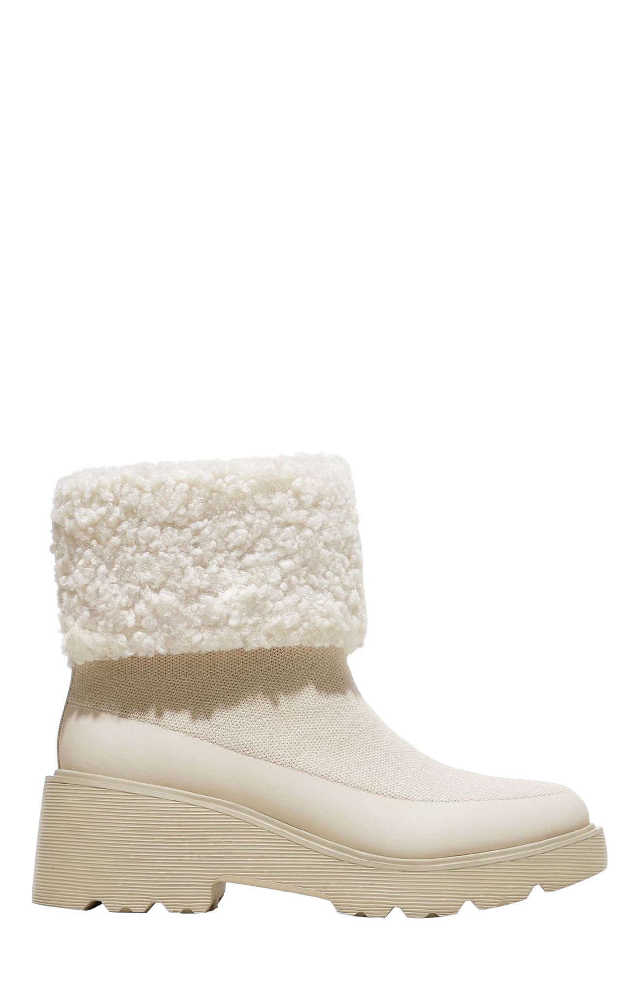 Vivaia Faux Fur Platform Chunky Wedge Boots In White