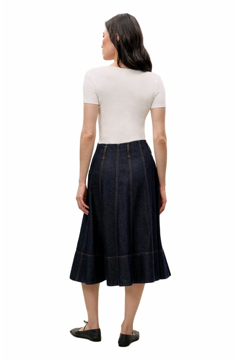 Gabrielle Denim Skirt, Alternate, color, DEEP SEA WASH