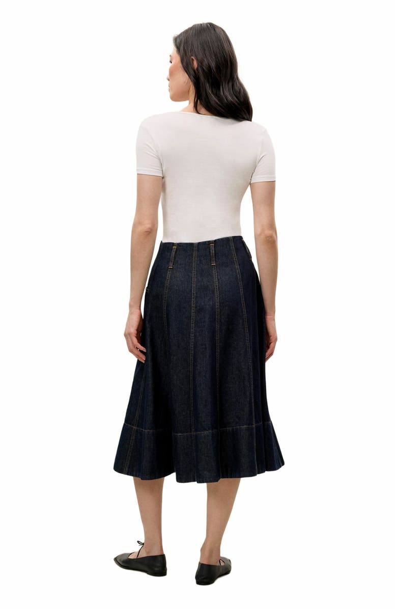 Rebecca Taylor Gabrielle Denim Skirt, Alternate, color, Deep Sea Wash