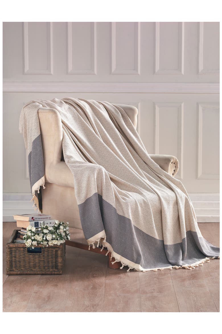 Diamente Cotton Throw Blanket, Alternate, color, GREY