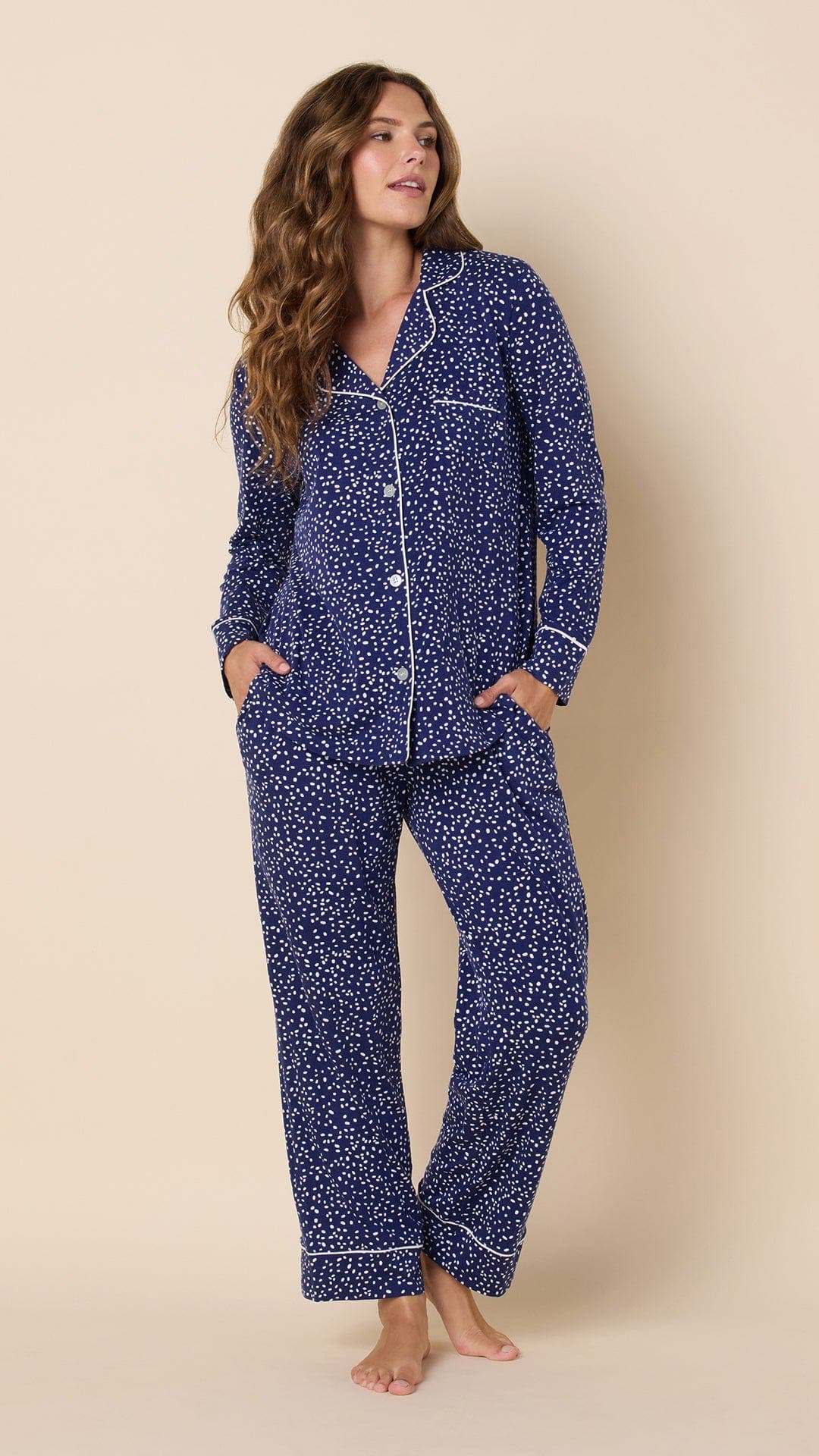 The Cat's Pajamas Pima Knit Pajama Print Set In Blue
