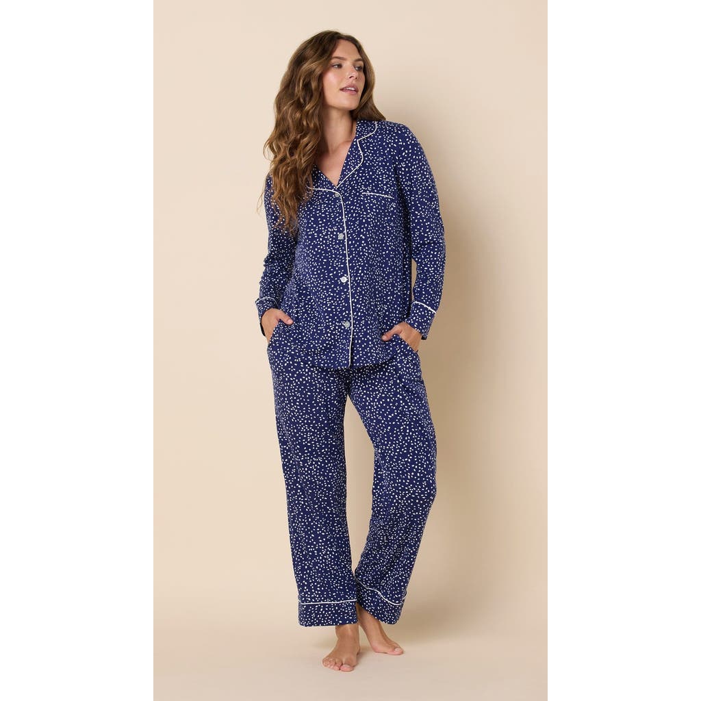 The Cat's Pajamas Pima Knit Pajama Print Set In Blue