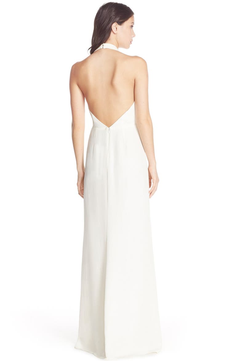Crepe Halter Gown, Alternate, color, OFF WHITE