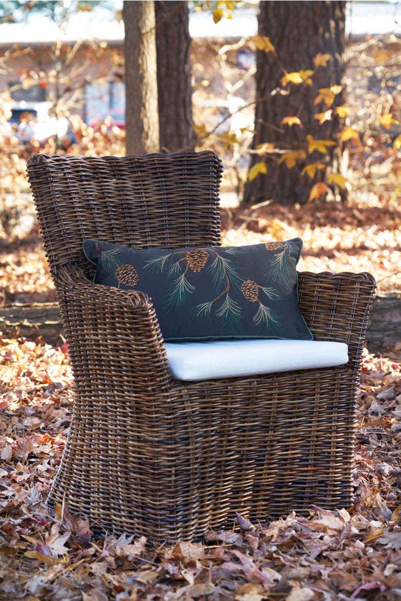 Pine Branch Pattern Indoor/Outdoor Lumbar Pillow, Alternate, color, Brown