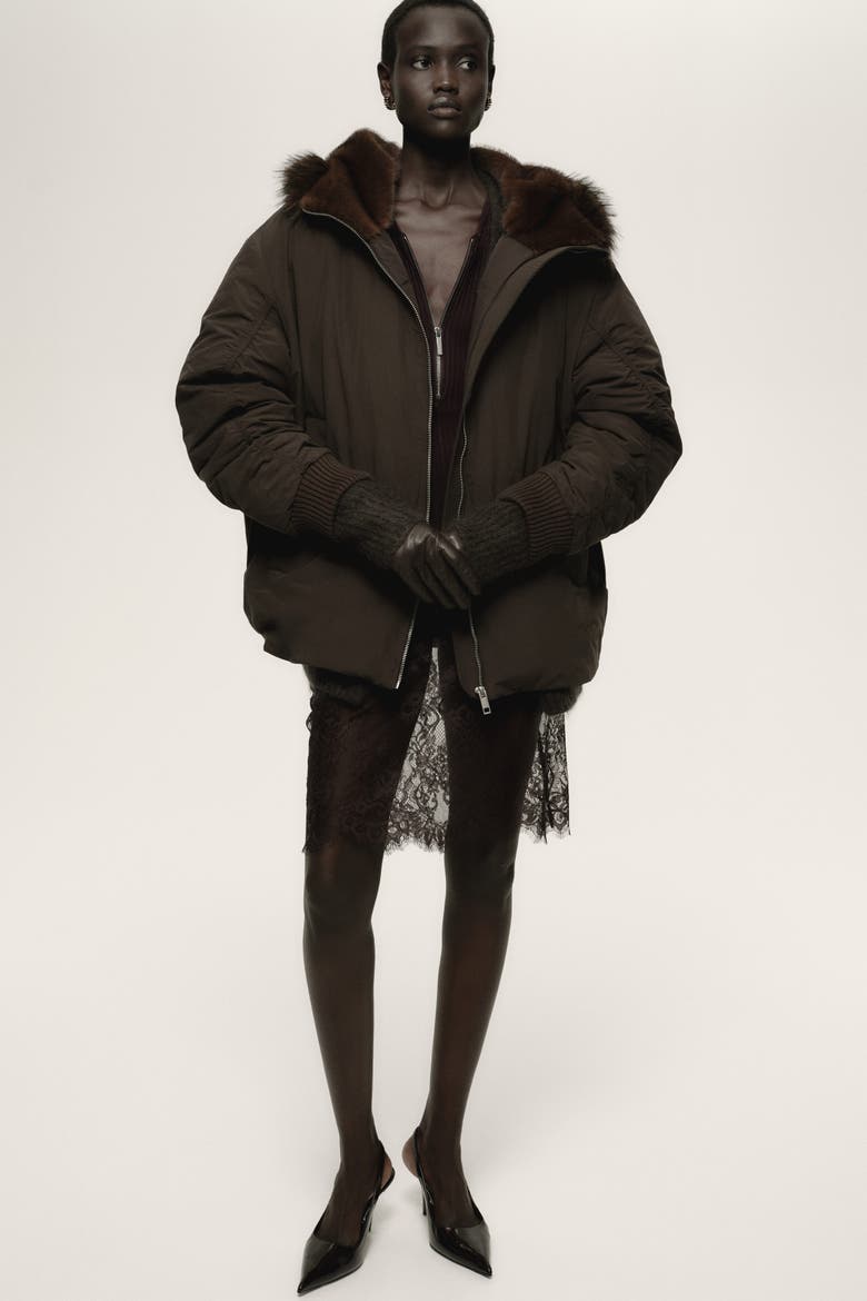Padded Jacket, Alternate, color, Dark brown